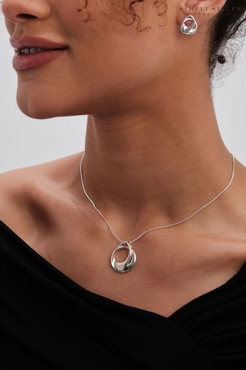 Simply Silver Silver Tone Organic Twisted Pendant Necklace (N51873) | £45