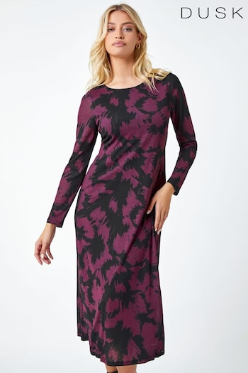 Dusk Purple Animal Stretch Mesh Midi Dress (N51934) | £48