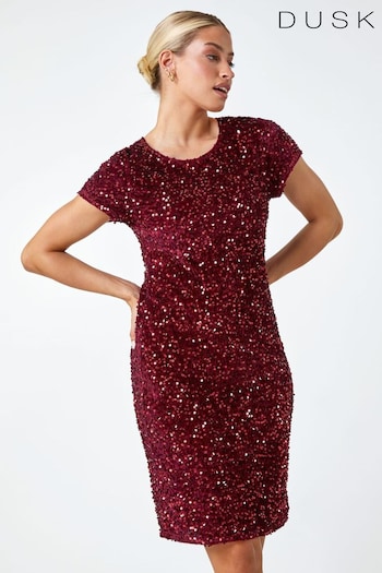 Dusk Metallic Velvet Sequin Embellished Shift Dress (N51942) | £60