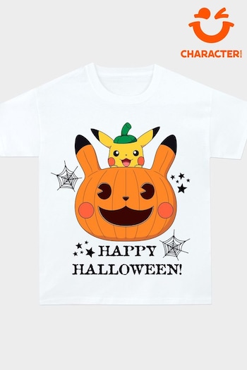 Character White Pokemon Happy Halloween Pumpkin T-Shirt (N51970) | £15