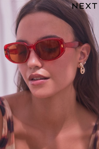 Berry Red Polarized Rectangle Sunglasses Bella (N52016) | £14