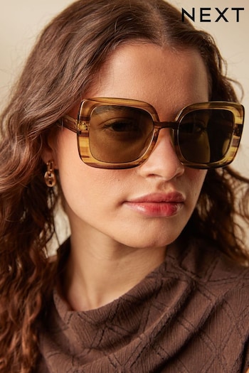 Tortoiseshell Brown Polarized Sqaure Sunglasses featuring (N52027) | £14