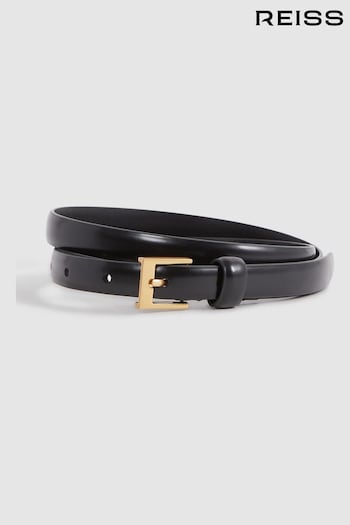 Reiss Black Holly Thin Leather Belt (N52038) | £38