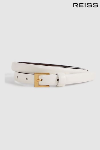Reiss Off White Holly Thin Leather Belt (N52040) | £38
