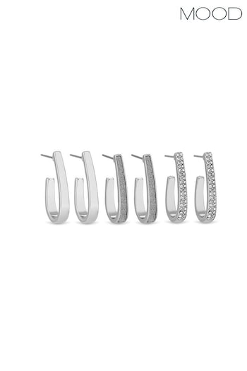Mood Silver Hoop Earrings 3 Pack (N52175) | £18