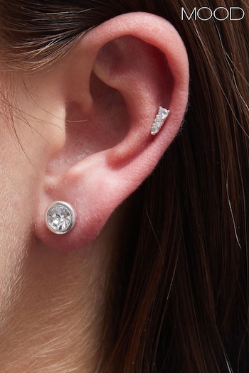 Mood Silver Plated Textured Studs Earrings (N52187) | £14
