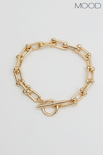 Mood Gold Polished Orb Link Chain Bracelet (N52194) | £17