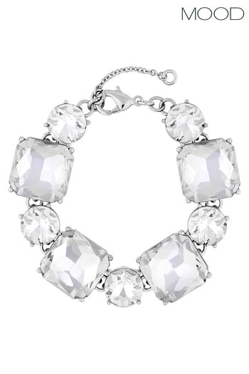 Mood Silver Crystal Stone Set Stretch Bracelet (N52210) | £18