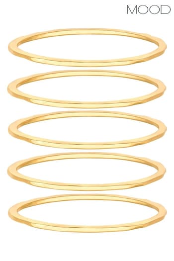 Mood Gold Tone Polished Sculpted Bangle Bracelets Pack of 5 (N52211) | £18