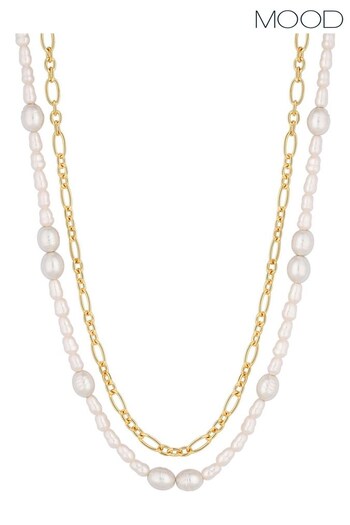 Mood Gold Freshwater Pearl Strand Necklace Pack of 2 (N52225) | £18