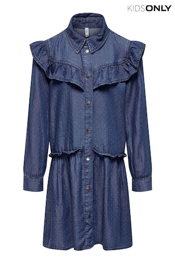 ONLY KIDS Long Sleeve Tierred Denim Smock Dress (N52365) | £32