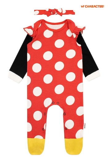 Character Red Minnie Mouse Polka Dot Sleepsuit with Headband (N52398) | £18