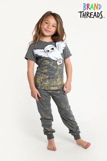 Brand Threads Grey Girls Official Harry Potter Hedwig BCI Cotton Pyjamas Age 8-12 Years (N52400) | £16