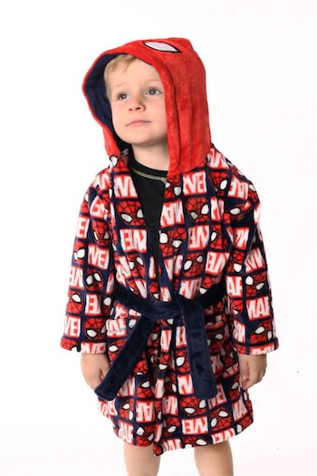 Brand Threads Red Marvel Spider-Man Fleece Dressing Gown with Hood (N52402) | £24
