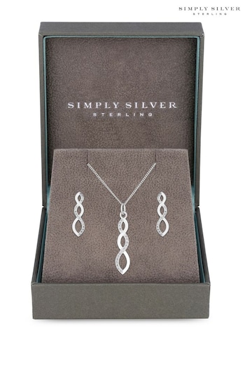 Simply Silver 925 Sterling Silver Cubic Zirconia Infinity Set - Gift Boxed (N52425) | £36