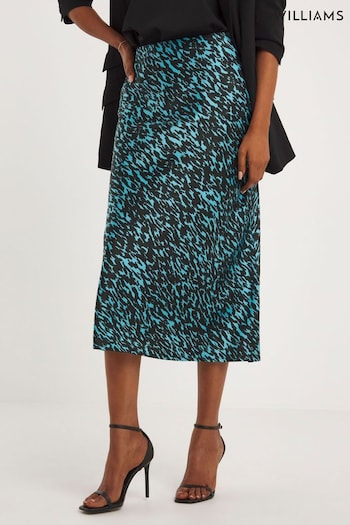 JD Williams Blue Print Stretch Satin Slip Skirt (N52482) | £30