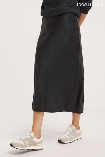 JD Williams Stretch Satin Slip Black Skirt (N52483) | £28