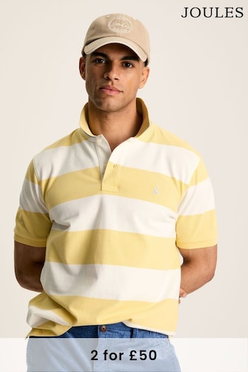 Joules Filbert Yellow Regular Fit Striped Polo Shirt (N52497) | £34.95