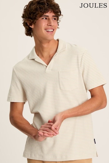 Joules Towelling Cream Striped Polo Shirt (N52500) | £49.95