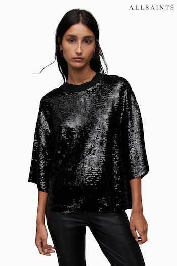 AllSaints Black Juela T-Shirt (N52502) | £139