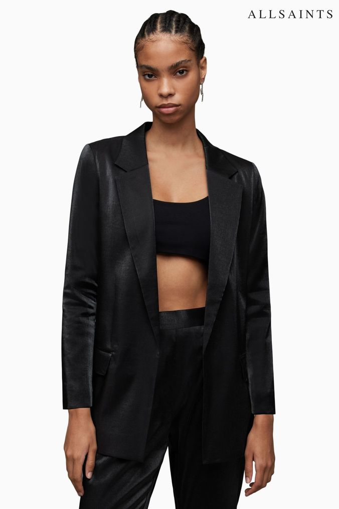 All saints black blazer best sale