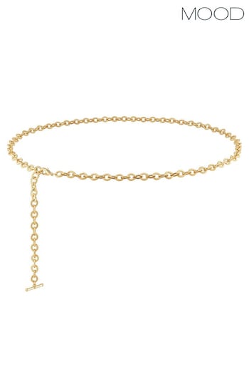 Mood Gold Polished Textured Chain Belt (N52507) | £22