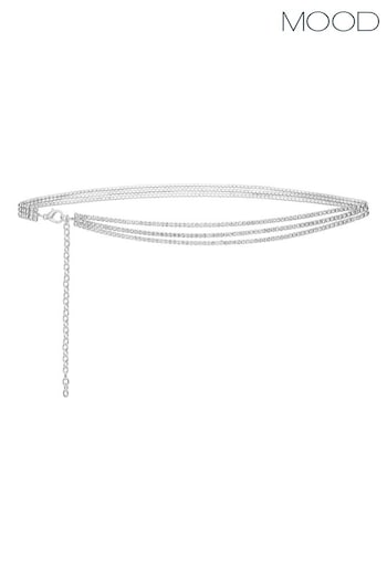 Mood Silver Crystal Layered Chain Belt (N52508) | £20