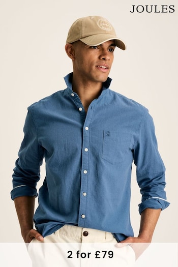 Joules Linen Blend Blue Plain Long Sleeve Shirt (N52521) | £49.95