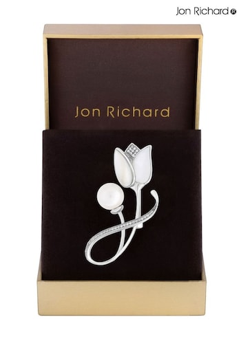 Jon Richard Silver Tone Mother Of Pearl And Pearl Tulip Gift Boxed Brooch (N52531) | £28