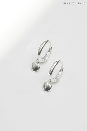 Simply Silver Silver Tone Polished Heart Hoop Earrings (N52541) | £38