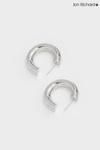 Jon Richard Silver Tone Recycled Polished Chubby Hoop Earrings (N52542) | £20