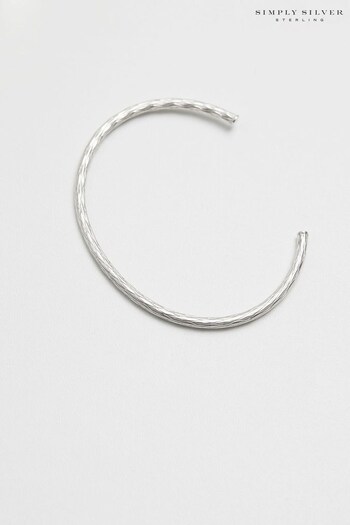 Simply Silver Silver Tone Recycled Diamond Cut Bangle Bracelet (N52547) | £50
