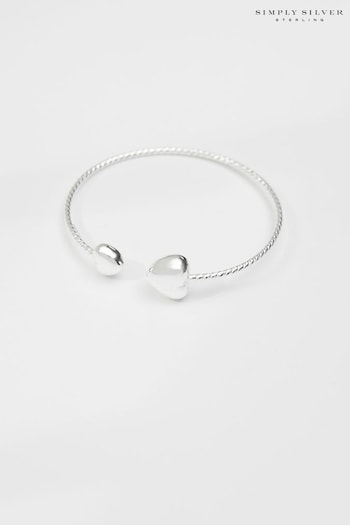 Simply Silver Silver Tone Recycled Puff Heart Cuff Bracelet (N52551) | £85