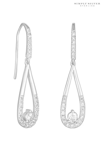Simply Silver Sterling Silver Tone 925 Cubic Zirconia Sleek Teardrop Drop Earrings (N52563) | £35