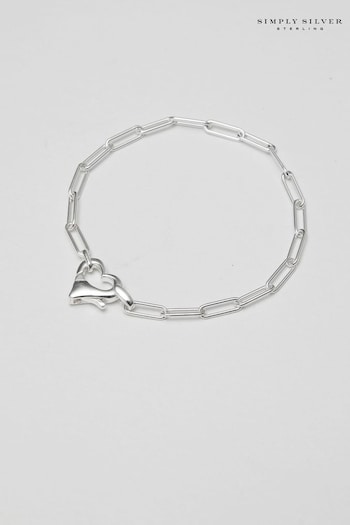 Simply Silver Silver Tone Open Heart Closure Bracelet (N52564) | £65