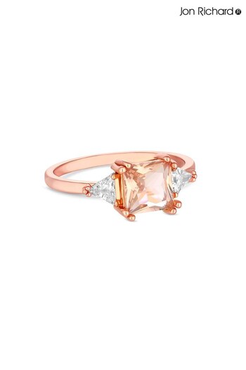 Jon Richard Rose Gold Plated And Pink Cubic Zirconia Ring (N52582) | £25