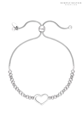 Simply Silver Sterling Silver Tone Silver 925 Open Heart Toggle Bracelet (N52592) | £45