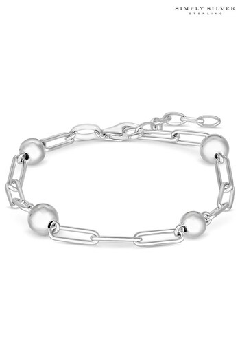 Simply Silver Silver Tone Recycled Paperlink And Polished Ball Bracelet (N52596) | £45