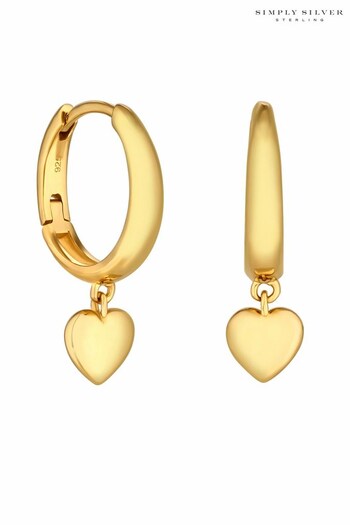 Simply Silver Gold Plated Sterling Silver 925 Polished Heart Hoop Earrings (N52601) | £38