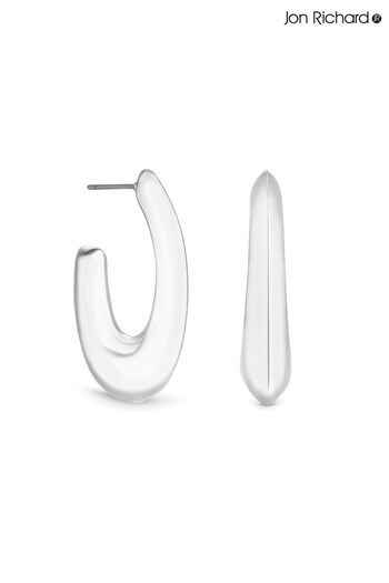 Jon Richard Silver Tone Recycled Organic Polished Hoop Earrings (N52602) | £20