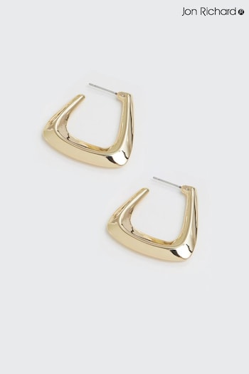 Jon Richard Gold Tone Angular Polished Hoop Earrings (N52603) | £20