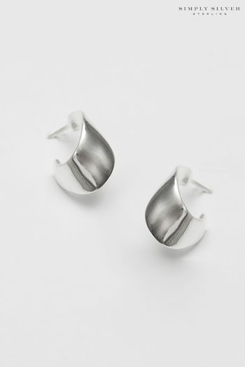 Simply Silver Silver Tone Recycled Clean Polished Twist Hoop Earrings (N52604) | £40