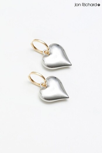 Jon Richard Silver Statement Heart Earrings (N52606) | £25