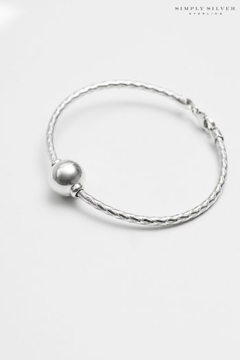 Simply Silver Silver Tone Recycled Polished Orb Cuff Bracelet (N52607) | £65