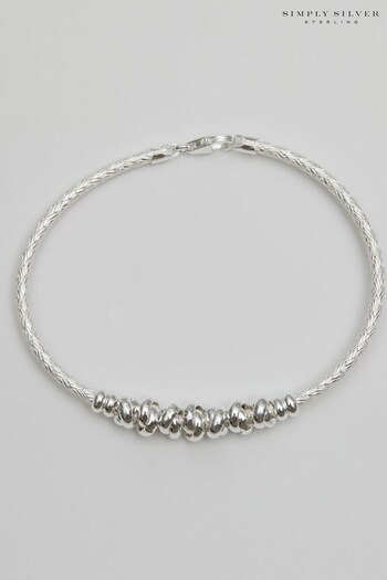 Simply Silver Silver Tone Love Knot Textured Bangle Bracelet (N52658) | £65