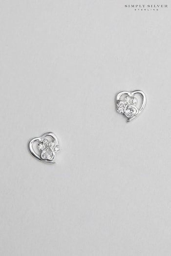 Simply Silver Silver Tone Paw Print And Heart Earrings (N52659) | £25