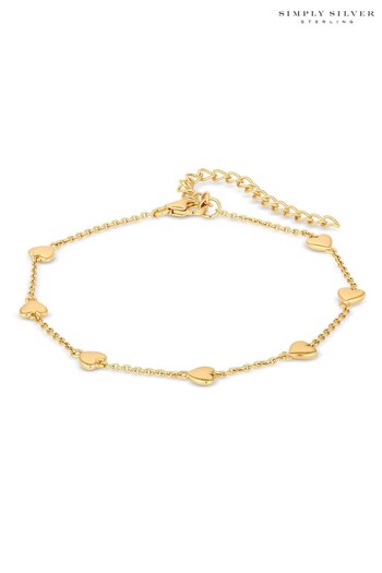 Simply Silver Gold Tone Polished Heart Station Bracelet (N52705) | £30