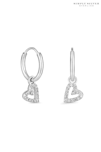 Simply Silver Sterling Silver Tone 925 Mini Heart Hoop Earrings (N52739) | £22