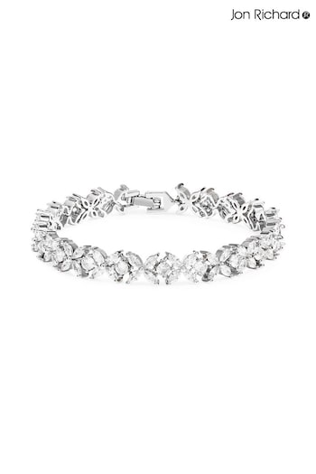 Jon Richard Silver Tone Crystal Floral Tennis Bracelet (N52754) | £35