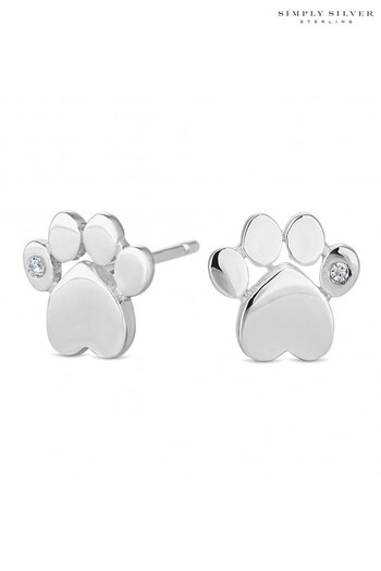 Simply Silver Silver Tone Paw Print Earrings (N52777) | £18